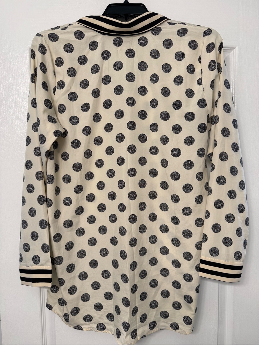 Mud Pie Black Polka Dot Tunic Top Striped Collar Size L 12–14 - Picture 2 of 5